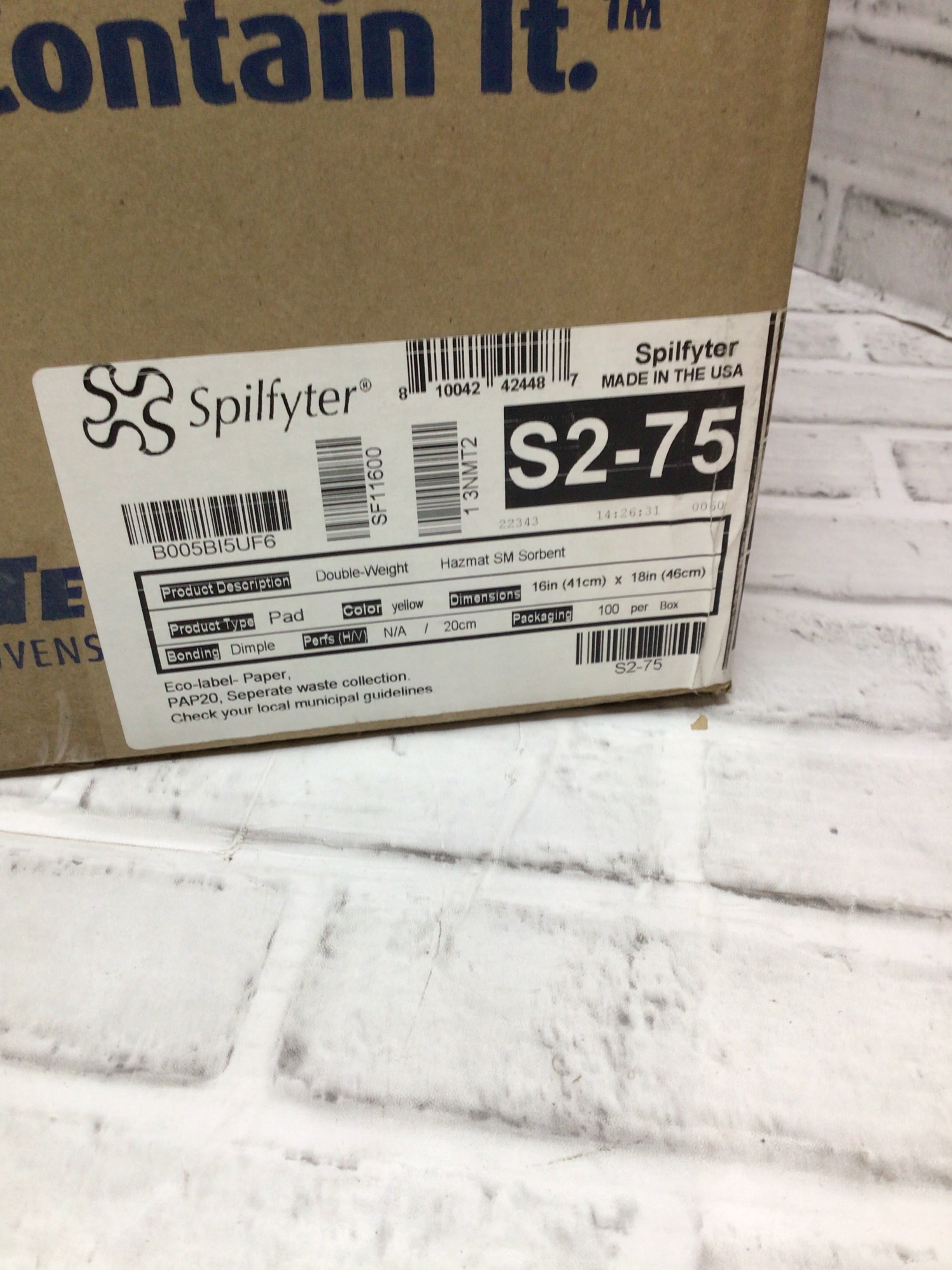 Spilfyter S2-75 Yellow Double Weight Sorbent Pads 18x16 Case of 100 (8117480423662)